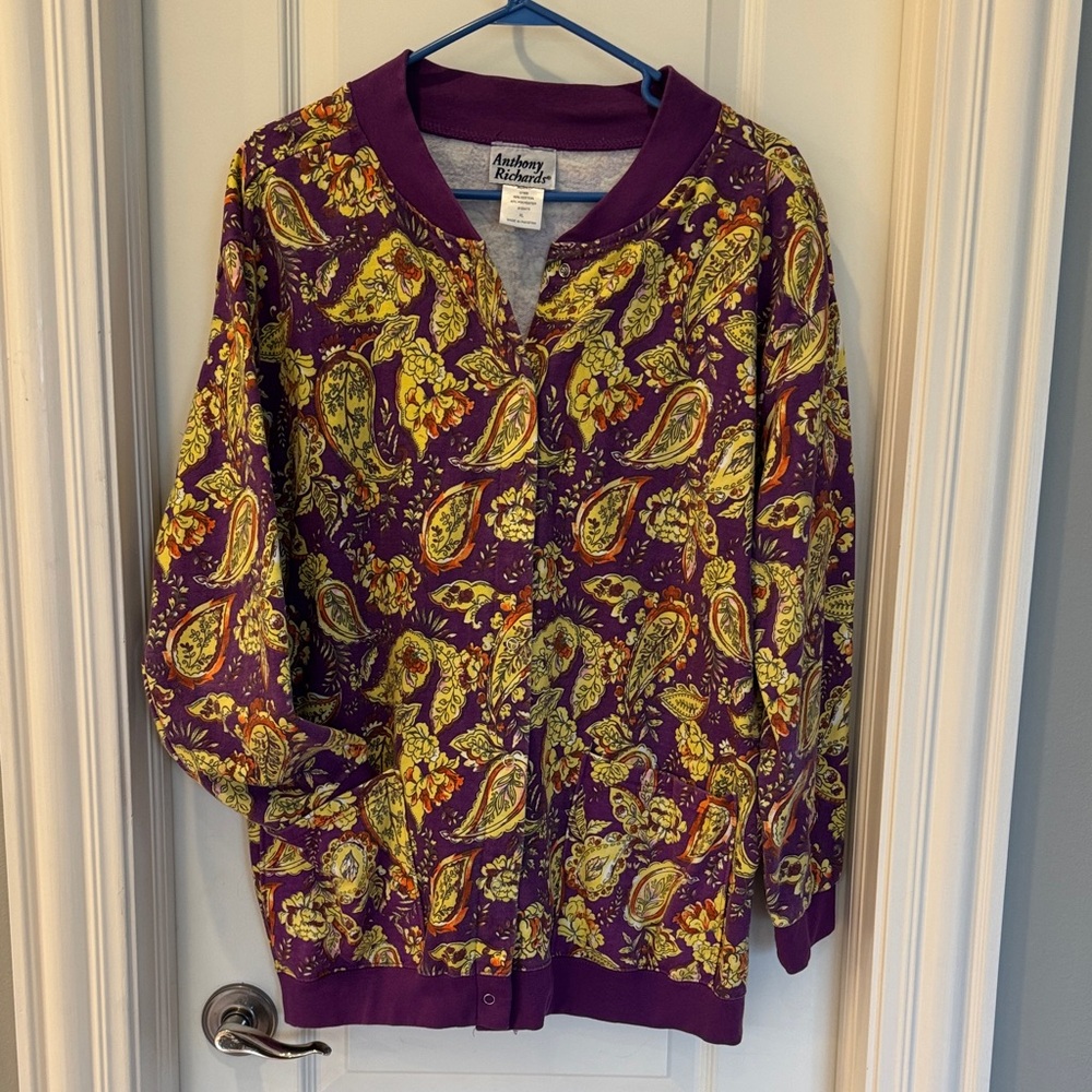 Anthony Richards Purple and Yellow Paisley Cardigan